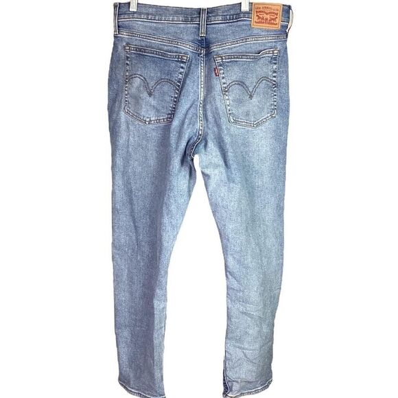 Levis Jeans Women 32 Blue High Rise Wedgie Straight Button Fly Stretch Distress - Picture 6 of 12